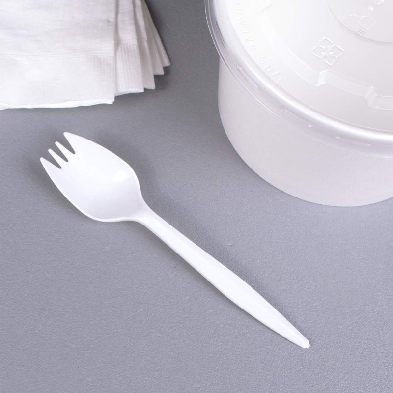 Karat U2210 5.3" PP Medium-Weight Disposable Spork, White (Pack of 1000) - Image 5