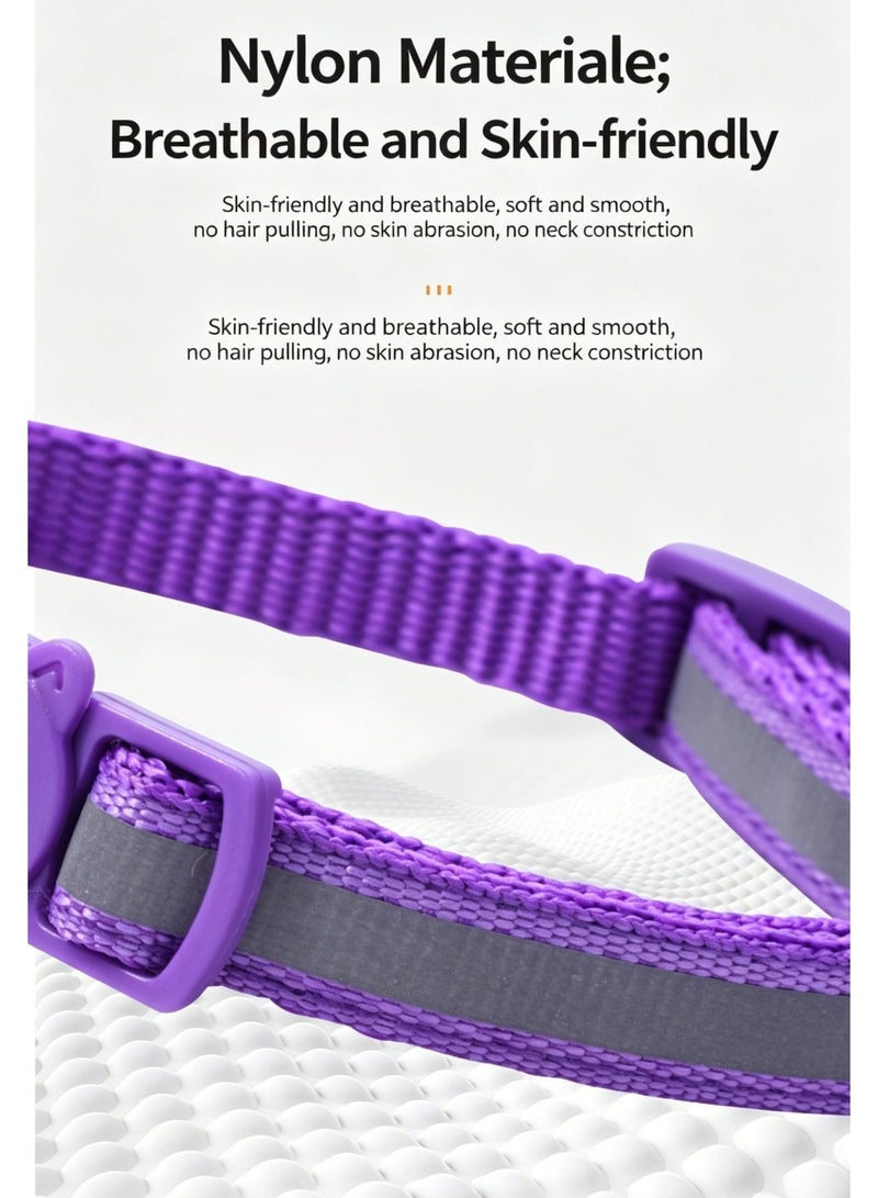 Orange Glow in the Dark Reflective Cat Collar with Cat Head Safety Buckle & Bell - Image 5