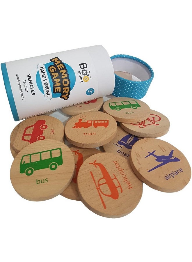 bee smart Wooden Memory Game - Matching Memory Game for Kids 3 and Up, 16Pcs | Educational Toy for Preschool Toddlers Board Games (Vehicles) - Image 1