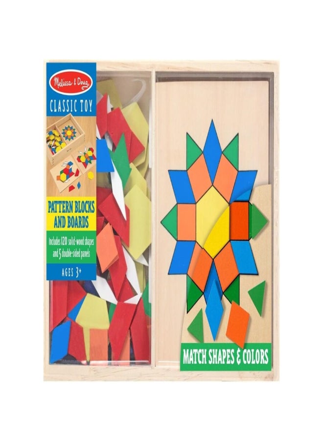 Melissa & Doug Wooden Shape Pattern Blocks and Boards Multicolour 22.23 x 3.81 x 33.02 cm SMD6073147 - Image 1