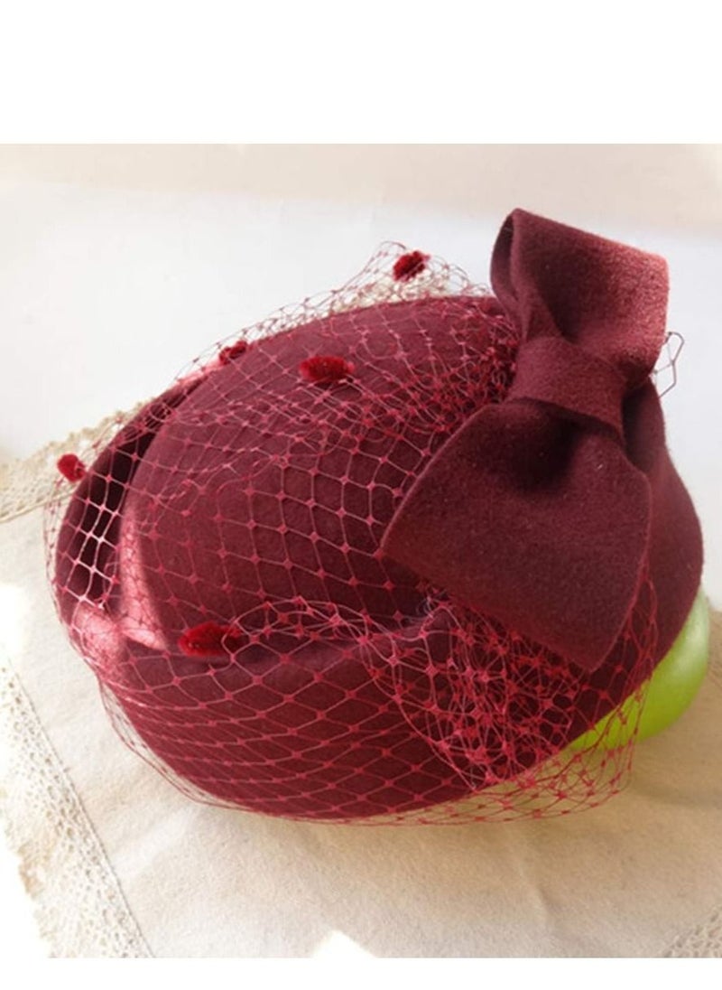 Excefore - Pillbox Hat, Wedding Hat Caps with Veil Vintage Bow Fascinator Hats for Women A - Image 1