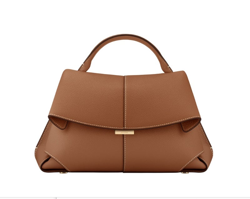 Polen Smile Bag Genuine Leather French Niche Mokki Fashion Retro Shoulder Crossbody Underarm Bag Casual Simple Women Camel lychee pattern 