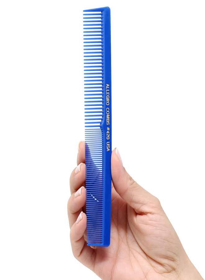 Allegro Combs 420 Hair Stylist Barbers Cutting Combs Beard Comb Mustache Mens Women Toddler Boys Braiding Hair Parting USA 3 Pc. (Royal blue) - Image 2
