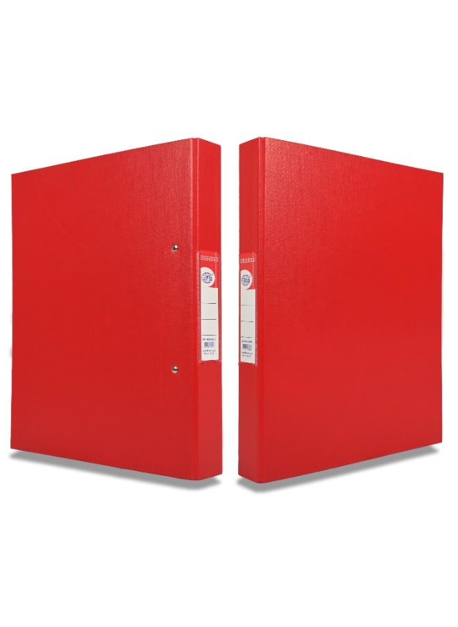 FIS PP Ring Binder, A4 Size(210x297), 2[O]Ring Type, 25mm Ring Size, 42mm Spine Size with PVC Pocket in Spine for Label Design, Packet of 10 Pieces Per Box, Red Color-FSBDPPA4RE10  - Image 2