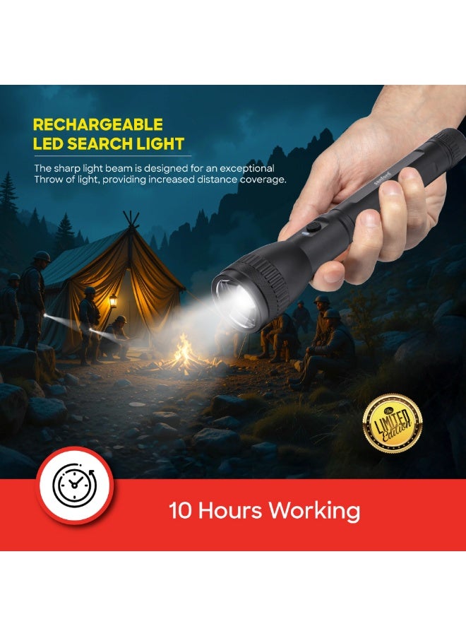 سانفورد كشاف ضوئي قابل لإعادة الشحن برأس تركيز دوار، 1200 لومن، مدى 2000 متر، مصباح ليد 15 وات، بطارية 4000 مللي أمبير/ساعة، بنك طاقة، شحن USB من النوع C - Image 5