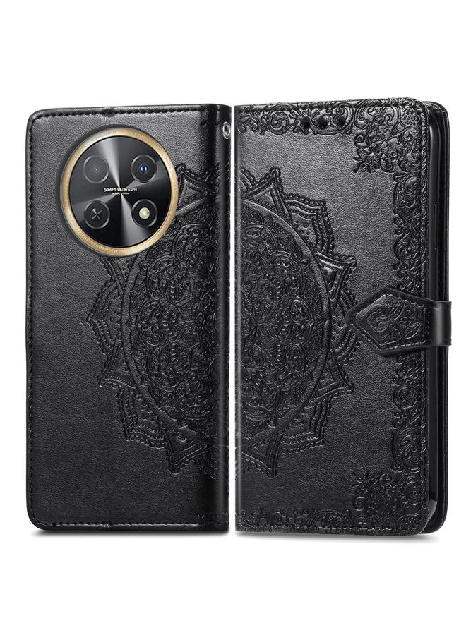 Green Tiger Case For Huawei Nova Y91 Mandala Flower Embossed Leather Phone Case - Image 2