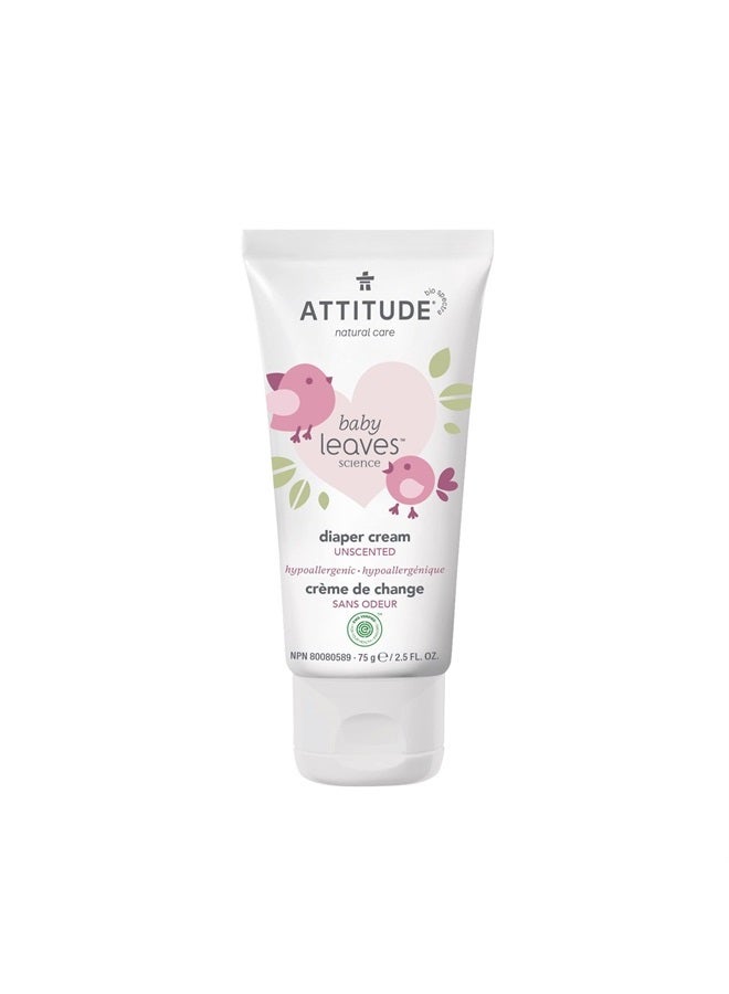 ATTITUDE Natural Zinc Diaper Cream | EWG VERIFIED, Hypoallergenic, Dermatologist Tested and Fragrance-Free Diaper Rash Cream | Blocks Moisture, Prevents Irritation | Baby leaves (2,6 Fluid Ounce) - Image 1