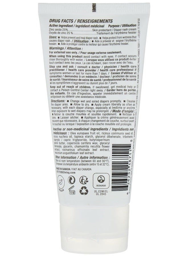 ATTITUDE Natural Zinc Diaper Cream | EWG VERIFIED, Hypoallergenic, Dermatologist Tested and Fragrance-Free Diaper Rash Cream | Blocks Moisture, Prevents Irritation | Baby leaves (2,6 Fluid Ounce) - Image 2