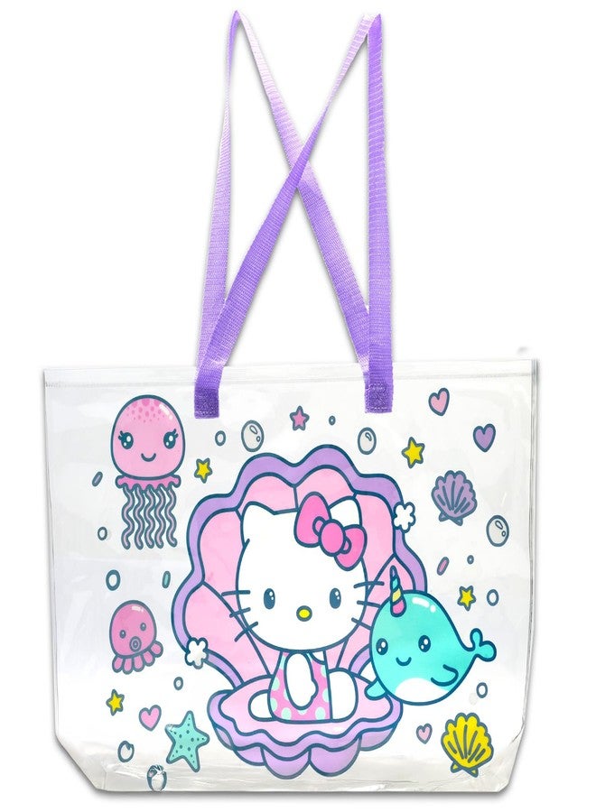 Hello Kitty Clear Tote Bag - Bundle with Clear Sanrio Purse for Beach, Groceries, Storage Plus Stickers, More | Hello Kitty Shoulder Bag for Women - Image 2