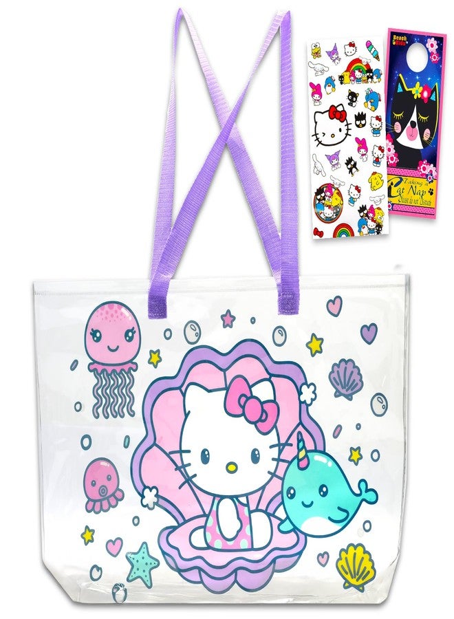 Hello Kitty Clear Tote Bag - Bundle with Clear Sanrio Purse for Beach, Groceries, Storage Plus Stickers, More | Hello Kitty Shoulder Bag for Women - Image 1