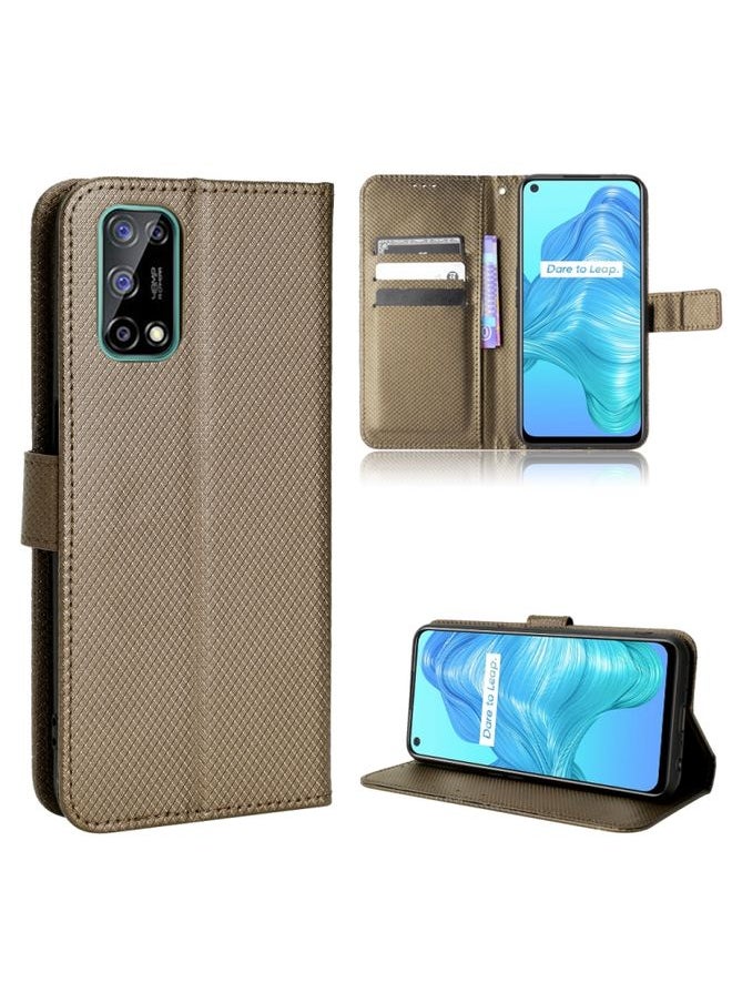 HuHa Case Cover For Realme V5 5G / Q2 / 7 5G Diamond Texture Leather Phone Case Brown 