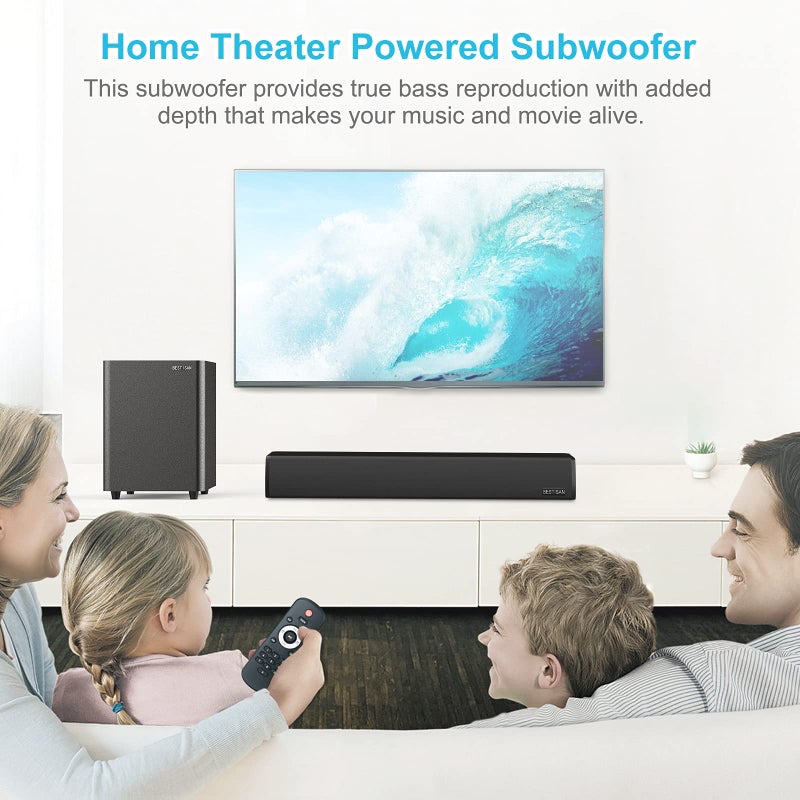 BESTISAN Powered Subwoofer, Deep Bass Sub, Down Firing Subs, Easy Setup with Home Theater System, Receiver, Speakers, Coaxial Cable Included, RCA, LFE, AUX Input, High-Level Speaker Input & Output - Image 5
