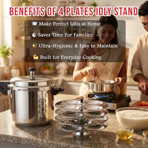 Premier Aluminium- 4 Plates Idly Stand, Silver - Image 3