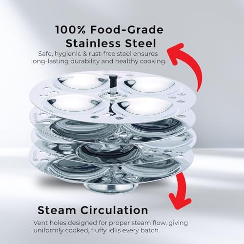 Premier Aluminium- 4 Plates Idly Stand, Silver - Image 2