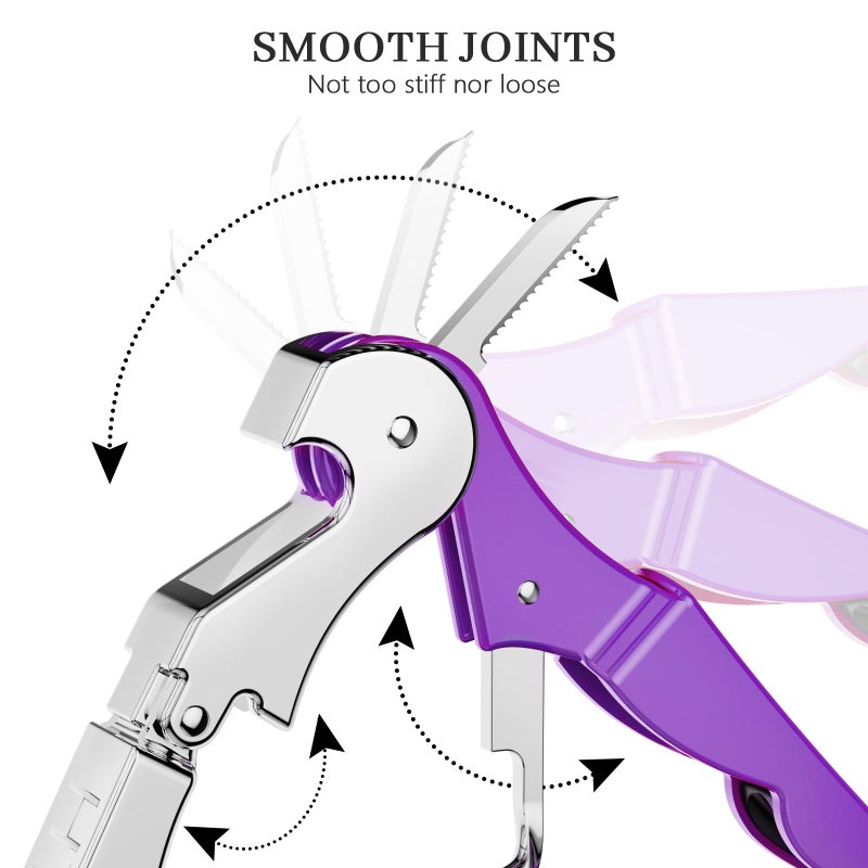 Hyz 2-Pack Wine Opener Waiter Corkscrew  Professional Wine Key For Servers  Bartender With Foil Cutter  Manual Wine Bottle Opener Double Hinged (Dark Purple) - Image 3