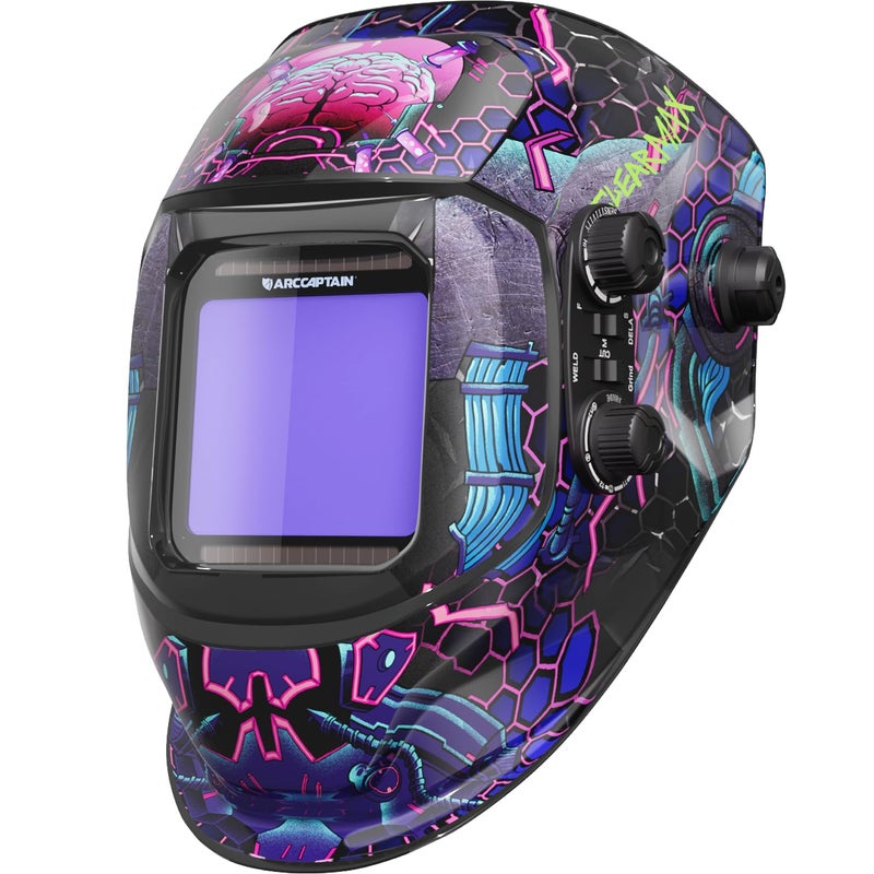 ARCCAPTAIN True Color Solar Power Welding Hood, 3.94"X3.66" Large Viewing Screen Auto Darkening Welding Helmet with 4 Arc Sensor Solar Powered, Wide Shade 4-5/5-9/9-13 Welding Mask, HSH-G999-PB - Image 1