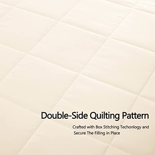 COMFLIVE Down Alternative Blanket with Satin Trim, Twin Size for Bed Lightweight Blanket for All Seasons - Winter Summer Comfort Soft 68”x90” (Beige, Twin) - Image 4
