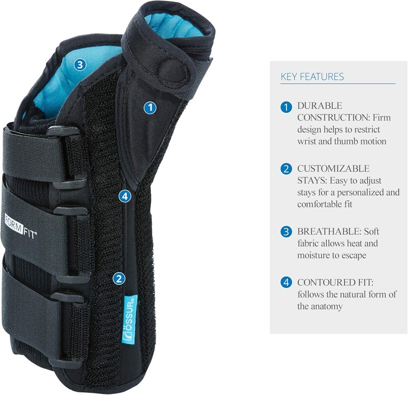 Ossur Formfit Thumb Spica Brace for DeQuervains Tendonitis Arthritis and Gamekeepers Thumb  Features Removable Aluminium Stays  Contact Closure Straps  Breathable Material  Left Small - Image 2