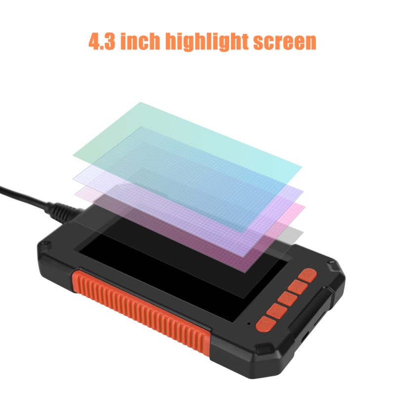 Handheld Endoscope 4.3 Inch Color LCD Screen 1080P IP67 Waterproof - Adjustable 8 LED Lights Rechargeable Lithium Battery for Industrial Home Underwater Inspection - Image 3