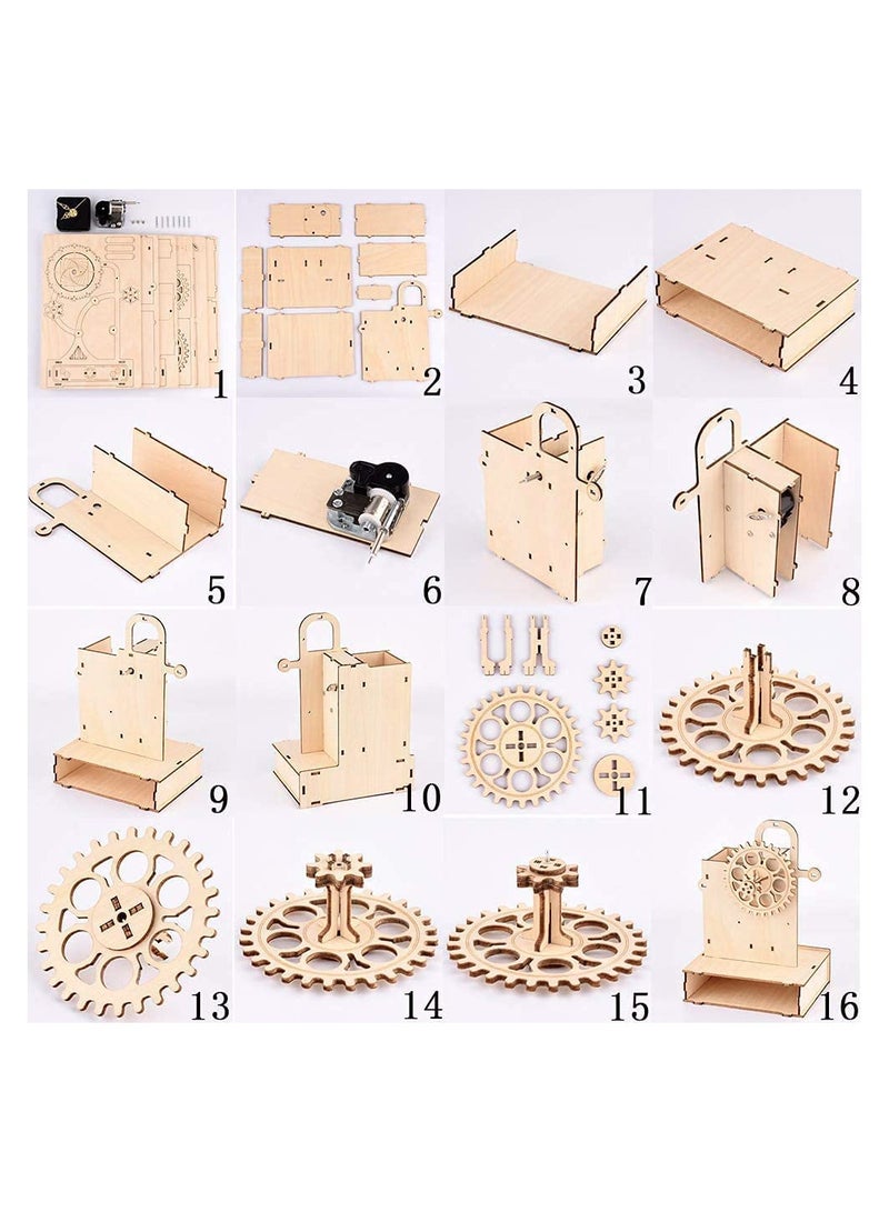 DIY Wooden Clock with Music Box & Pen Holder, Silent Mechanical Clock Model Kits for Creative Assembly, Perfect Woodcraft Gift for Home & Office - Image 4