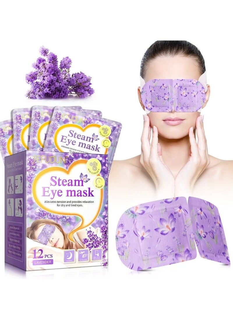 Sefudun 12 Packs Steam Eye Mask,Lavender Hot Compress Self Heating Warm Eye Mask Disposable Heated Sleep Eye Mask for Dry Eyes Dark Circles Relax Comfortable Warming Eye Mask for Home Office Travel  - Image 1