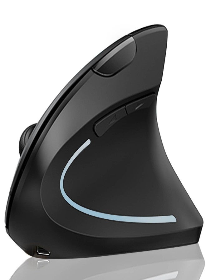 Lekvey Ergonomic Mouse, Vertical Wireless Mouse: Rechargeable Optical Carpal Tunnel Mice with 2.4G USB Receiver, 1000/1200/1600 DPI, 6 Buttons, for Laptop, Computer, Mac, PC, Desktop, Notebook, Black - Image 1