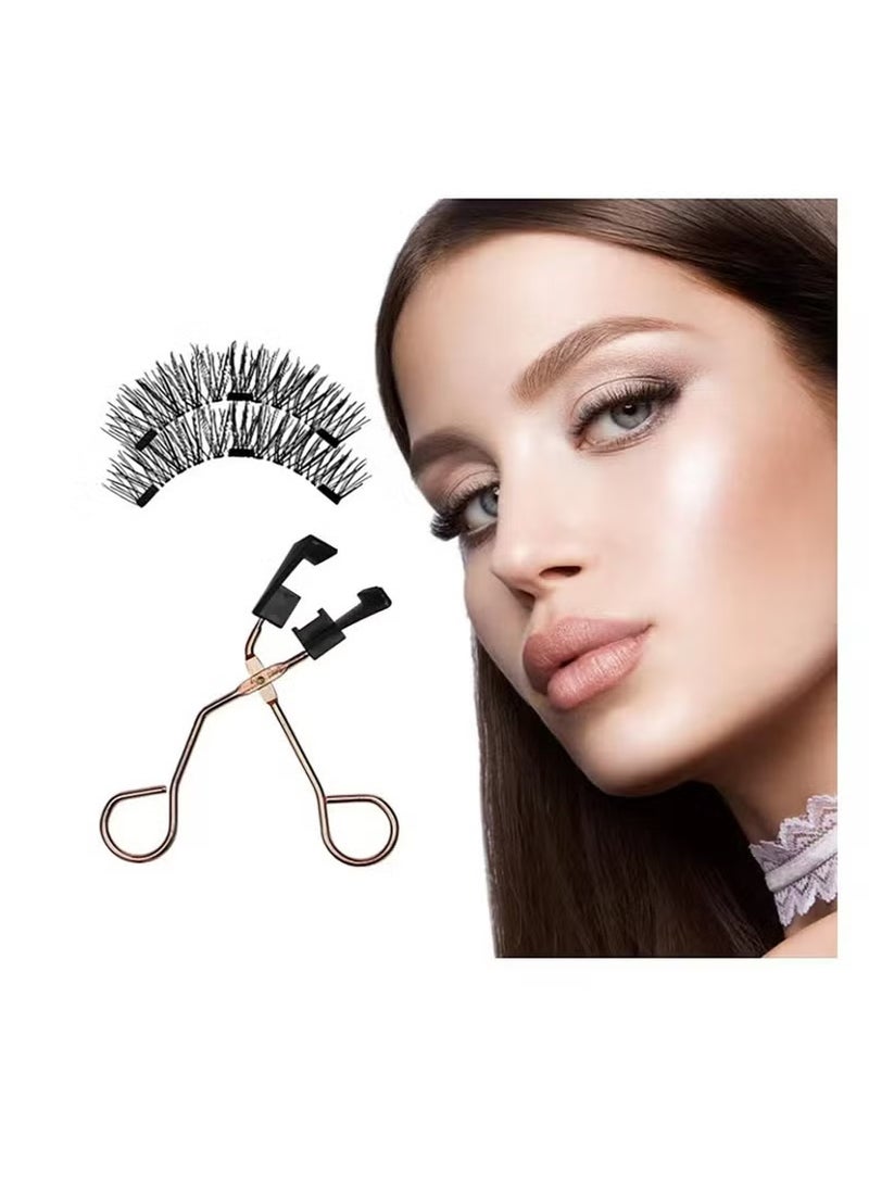 Generic Magnetic Eyelashes Set, Reusable Magnetic False Eyelashes Natural Double Magnet False Eyelashes No Glue Required With Tweezers  - Image 5
