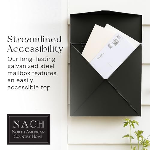 NACH Mailboxes for Outside Wall Mount, 10 x 10 x 4 inch Black Mailbox, Waterproof Mailboxes for Outside - Chicago Style Mail Box - Image 3