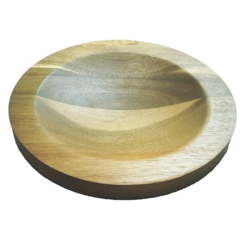 TIYOORTA Mezzaluna Chopping Board,Double-sided Acacia Slicing/Serving Charcuterie Board, 8 inch Recessed Round Cutting Board For Efficient Mincing Nuts Veggies n Cheese - Image 1