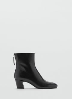 MANGO Zipped Through Leather Ankle Boots  - Image 1
