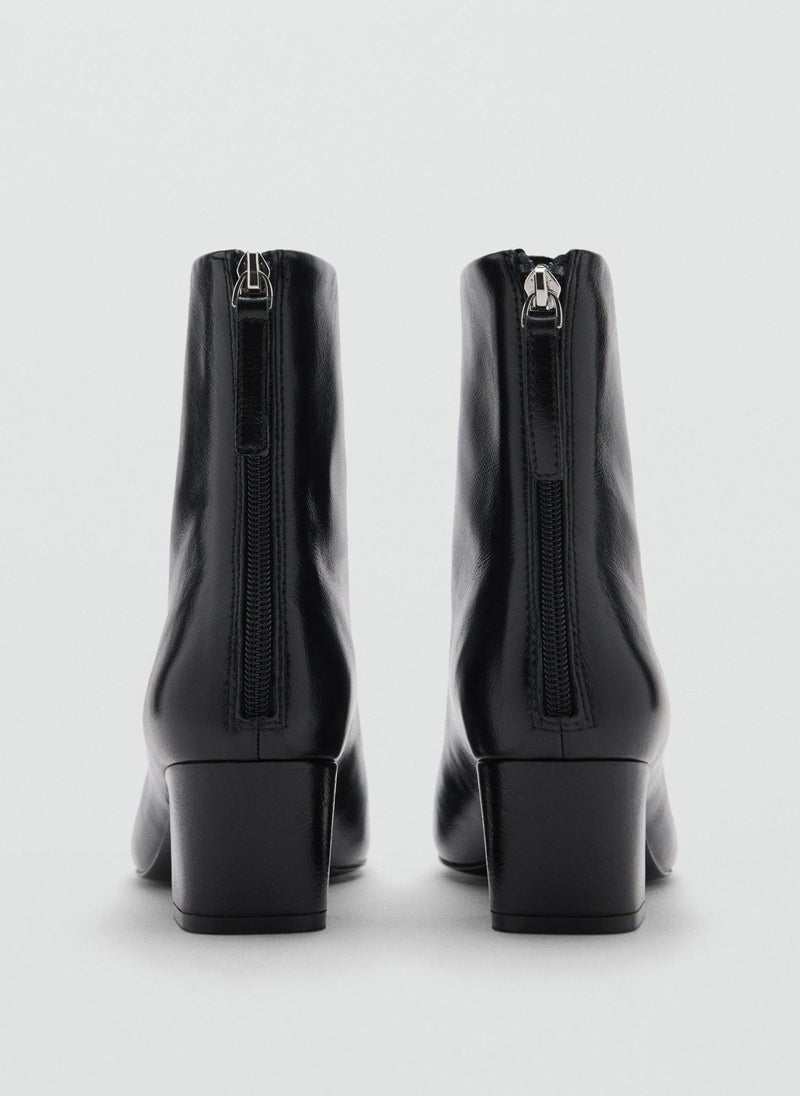 MANGO Zipped Through Leather Ankle Boots  - Image 4