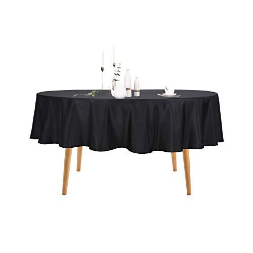 Ascoza 2pack 70 Inch Black Round Tablecloth in Polyester Fabric for Wedding/Banquet/Restaurant/Parties - Image 1