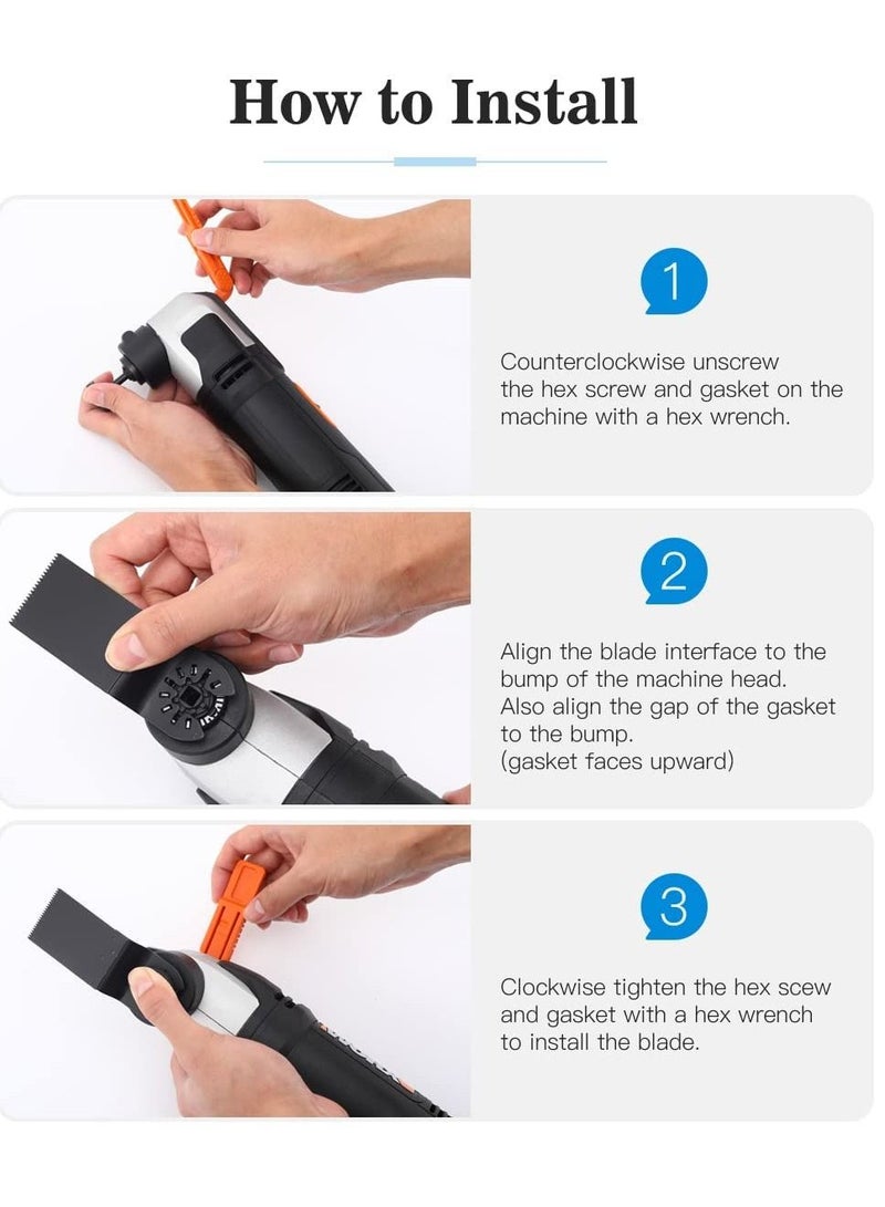 KASTWAVE Metal Wood Oscillating Tool Saw Blades, 25 PCS Metal Universal Multitool Blades Kit, 34mm Quick Release Saw Blades Compatible for Dremel Porter Cable Fein Worx Milwaukee Bosch - Image 2