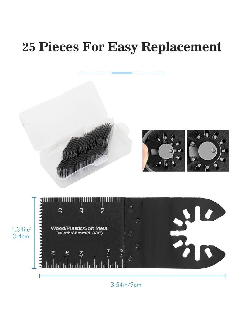 KASTWAVE Metal Wood Oscillating Tool Saw Blades, 25 PCS Metal Universal Multitool Blades Kit, 34mm Quick Release Saw Blades Compatible for Dremel Porter Cable Fein Worx Milwaukee Bosch - Image 3