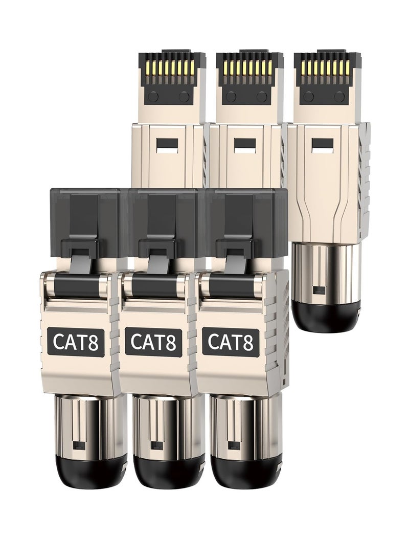 Excefore RJ45 Connectors Tool Free Cat 8, Cat8 Field Termination Plug Shielded RJ45 Modular Plugs for 2000MHz 2GHz 40G Double Shielded Solid LAN Cable 22AWG-24AWG (6-Pack) - Image 1