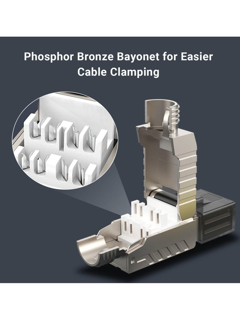 Excefore RJ45 Connectors Tool Free Cat 8, Cat8 Field Termination Plug Shielded RJ45 Modular Plugs for 2000MHz 2GHz 40G Double Shielded Solid LAN Cable 22AWG-24AWG (6-Pack) - Image 5