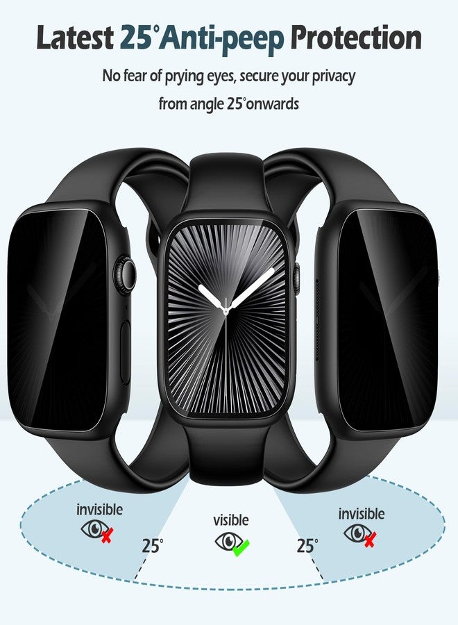 JULK [2-Pack Privacy Case for New SE 3 (2025) Apple Watch 40mm, Hard PC Cover with Built-in Anti-Spy Tempered Glass Screen Protector for iWatch Series SE/6/5/4 (2 Black) - Image 2