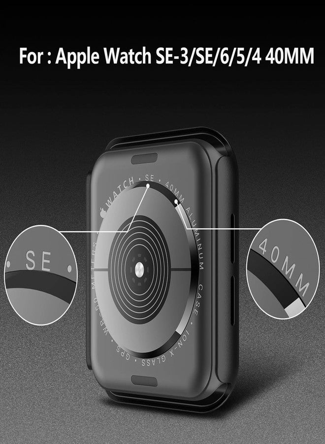 JULK [2-Pack Privacy Case for New SE 3 (2025) Apple Watch 40mm, Hard PC Cover with Built-in Anti-Spy Tempered Glass Screen Protector for iWatch Series SE/6/5/4 (2 Black) - Image 4