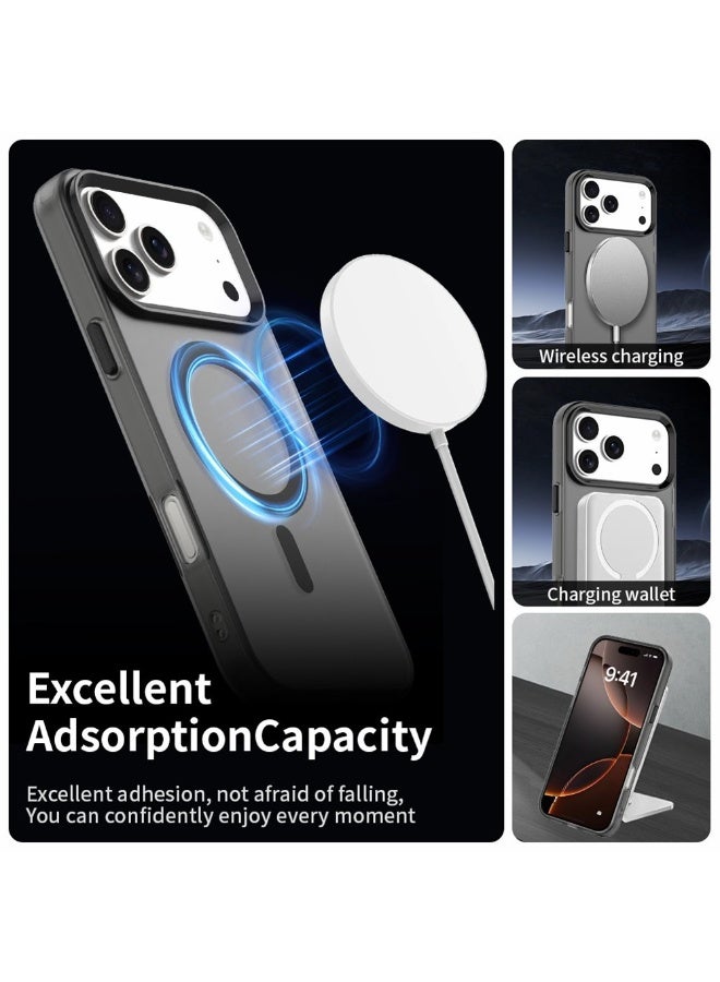 أكاليكس جراب ماجسيف فاخر غير لامع لهاتف آيفون 17 برو ماكس، غطاء مغناطيسي نحيف مقاوم للصدمات، (أسود) - Image 3