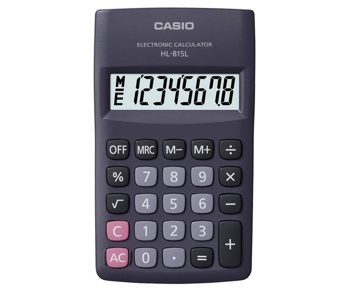 Casio HL-815L-BK 8-Digit Pocket Calculator with Large Display, Dual Power, Compact Design & Portable Use black