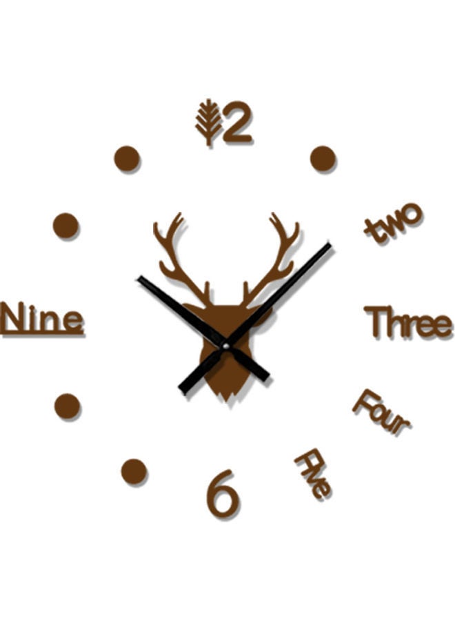 NIBEMINENT 3D Deer Head Creative Wall Clock Brown 25cm  - Image 1