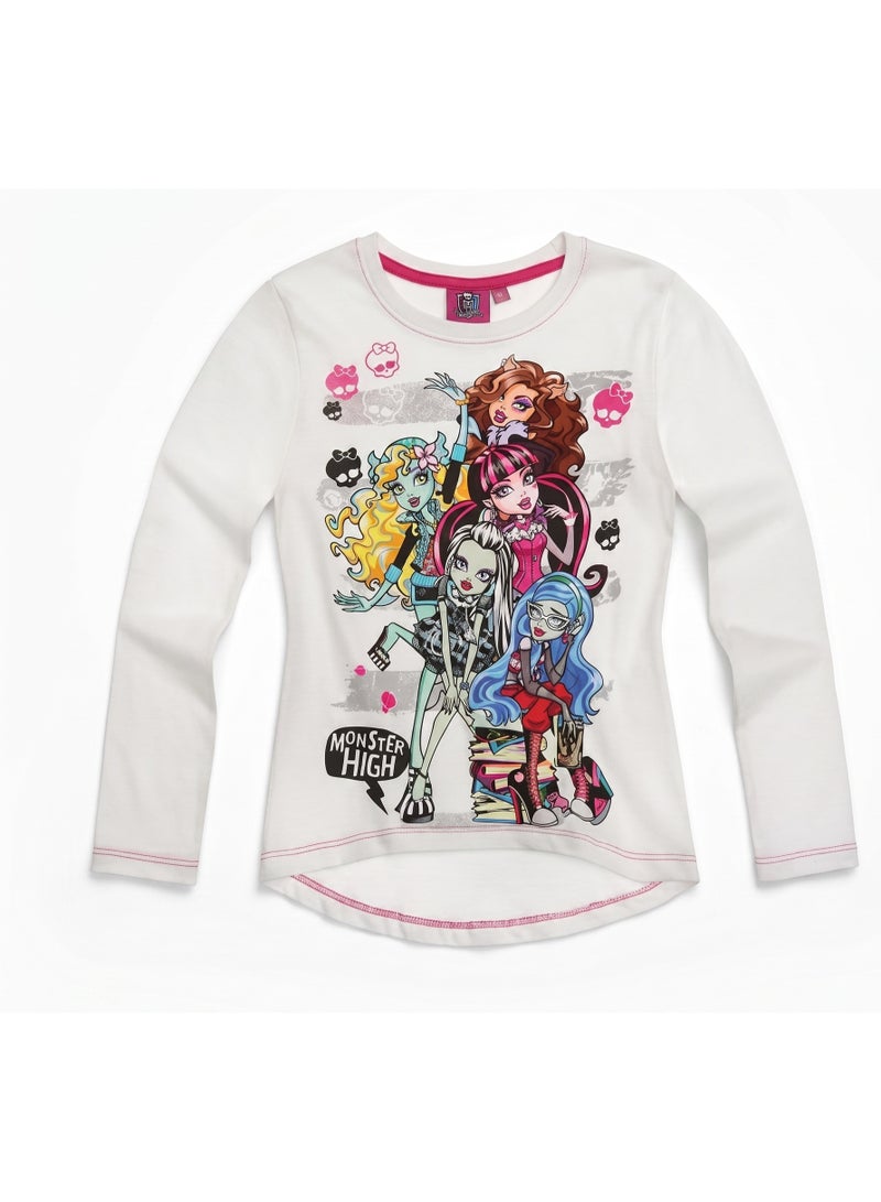 مونستر هاي تي شيرت Monster High بأكمام طويلة مصنوع من القطن بنسبة 100% من Kids TV - Image 1