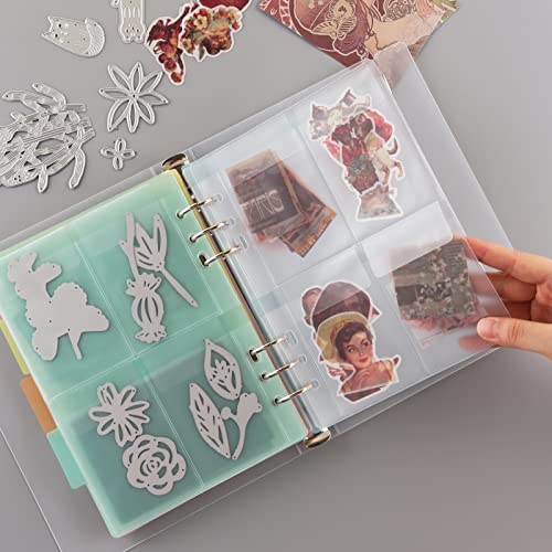 CYFUN DESIGN 10 Sheet Binder Pockets Inserts with Tree Pockets A5 Size 6 Hole Binder Folder for Dies and Stamps Storage,Waterproof PVC Clear Bags Protectors for Cutting Dies Stencil Album Stamp Crafts - Image 5