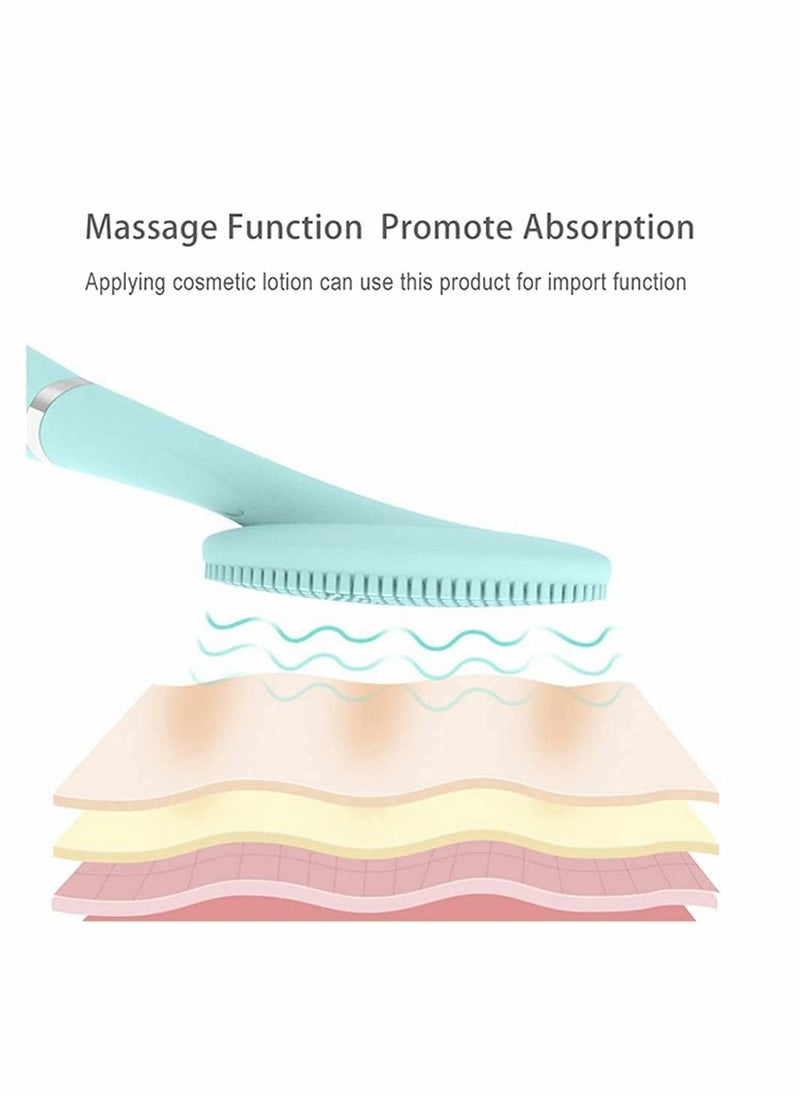 Facial Cleansing Brush, Portable Handled Face Cleansing Brush with 5 Adjustable Speeds Vibrating Rechargeable Face Cleansing Brush for Deep Cleaning Gentle Exfoliating Massaging (Blue)
