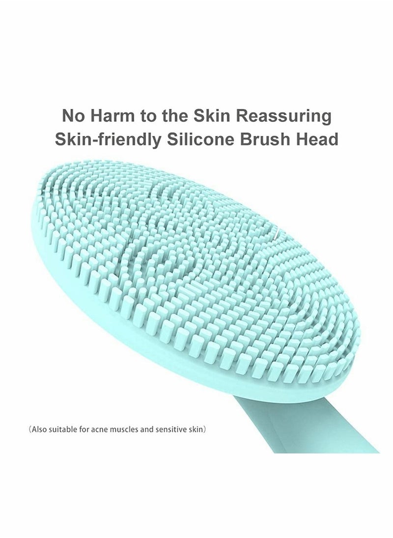 Facial Cleansing Brush, Portable Handled Face Cleansing Brush with 5 Adjustable Speeds Vibrating Rechargeable Face Cleansing Brush for Deep Cleaning Gentle Exfoliating Massaging (Blue)