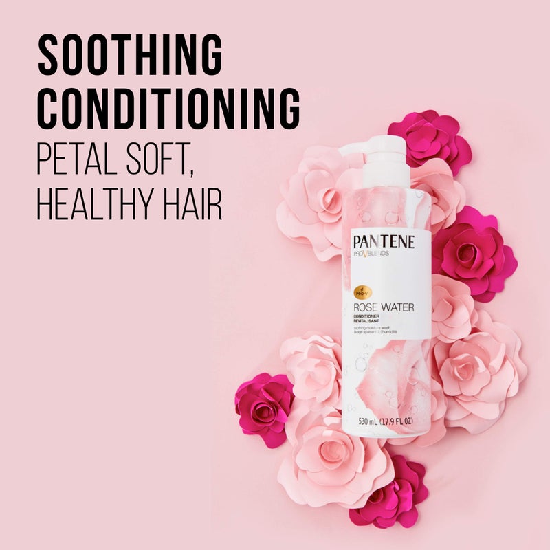 Pantene Sulfate Free Shampoo and Conditioner Set, Rose Water, Soothing and Moisturizing, Infused with Vitamin B5, for all Hair Types, Safe for Color Treated Hair, Pro-V Blend, 17.9 Fl Oz Each, 2 Pack - Image 5