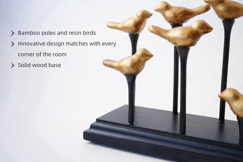 Yeaco Wooden Base Golden Birds on Branch Vertical Decorative Napkin Holder - Image 3