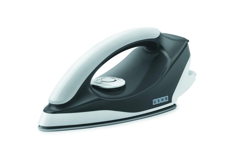USHA Plastic Usha Aurora 1000Watt Dry Iron with Innovative Tail Light Indicator|Black Non Stick Soleplate for Longer Durability|Overheat Safety Shutoff|2 Years Warranty|(Grey & White),1000 Watts - Image 1