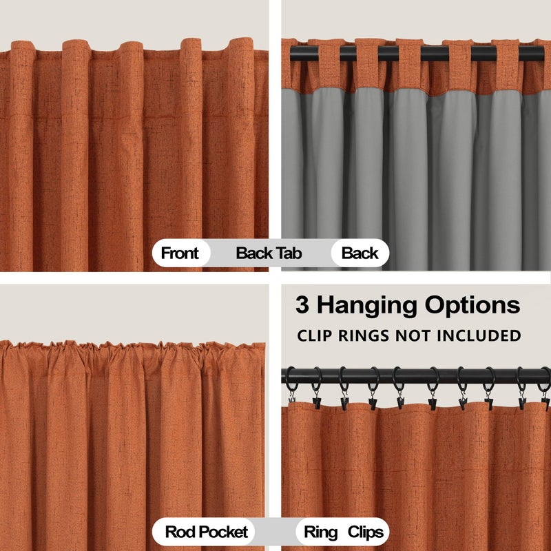 KOUFALL ستائر كويفول البرتقالية 2 لوحين لغرفة المعيشة الهالوين 63 بوصة بطول الكتان اللعين بوهو بوهيو ستائر بوهيمية لغرفة النوم 63 بوصة طويلة - Image 3