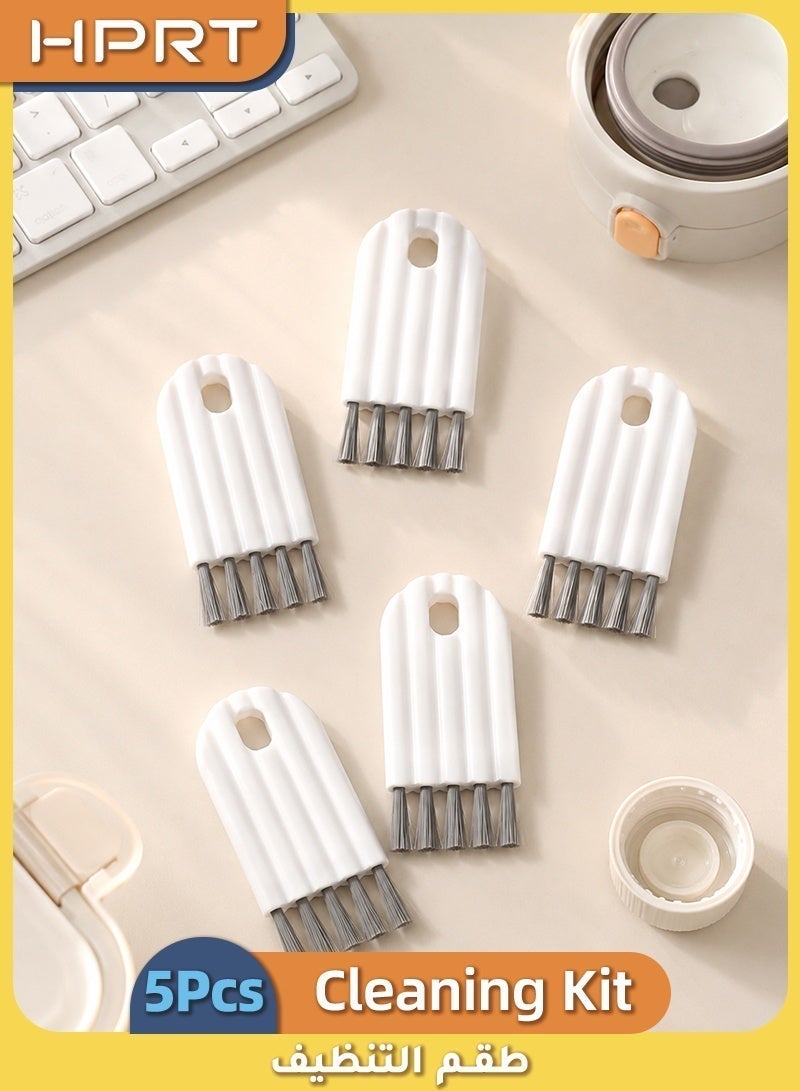HPRT 5pcs Bendable Cleaning Brush, Soft PP Bristles Multifunctional Keyboard Cleaner for PC, Kitchen & Home Desktop (White) - Image 1
